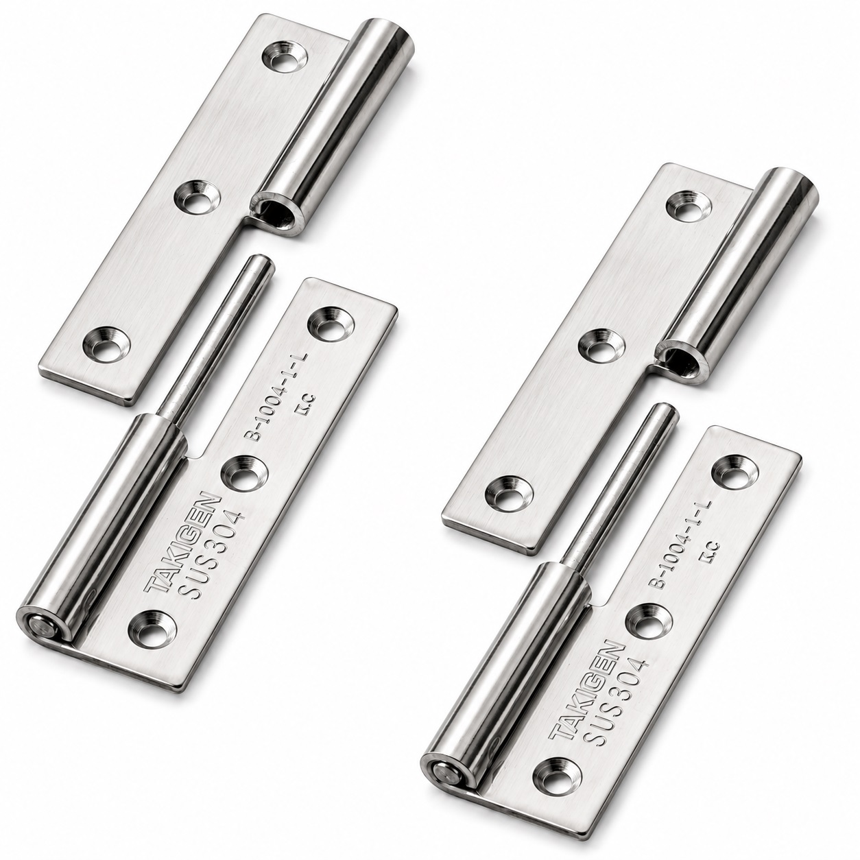 Dobradiça de pôster de alta qualidade de 2 peças, feita de aço inoxidável SUS304, capacidade de carga: 15 kg (34 lbs), 75 mm (2-61/64"), versão: esquerda, B-1004-1-L. Dobradiça robusta de elevação para portas, escotilhas de manutenção e muito mais, por TAKIGEN (Japão)