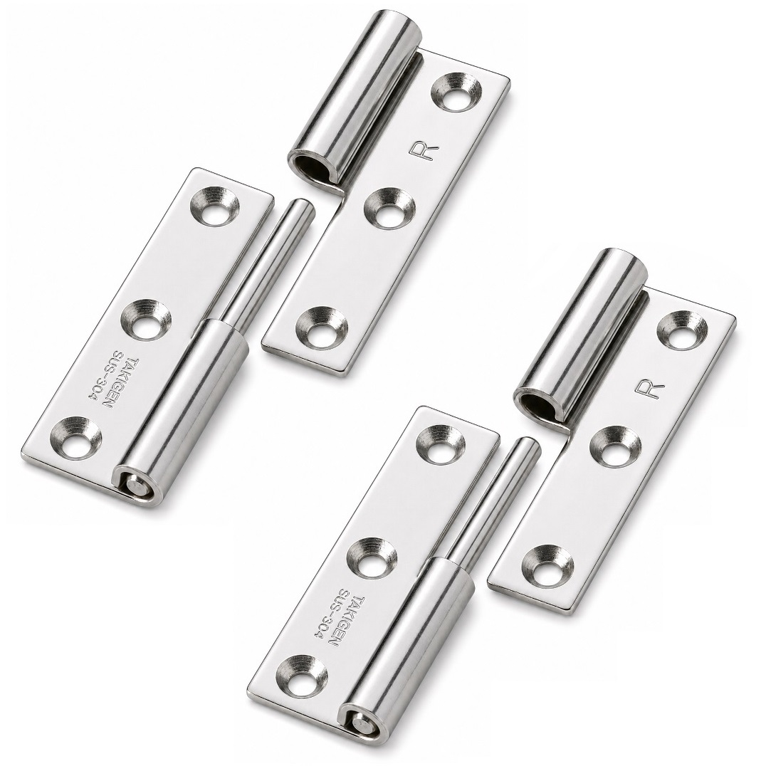 Dobradiça de pôster de alta qualidade de 2 peças, feita de aço inoxidável SUS304, capacidade de carga: 7 kg (16 lbs), 50 mm (1-31/32"), versão: direita, B-1004-3-R. Dobradiça robusta de elevação para portas, escotilhas de manutenção e muito mais, por TAKIGEN (Japão)