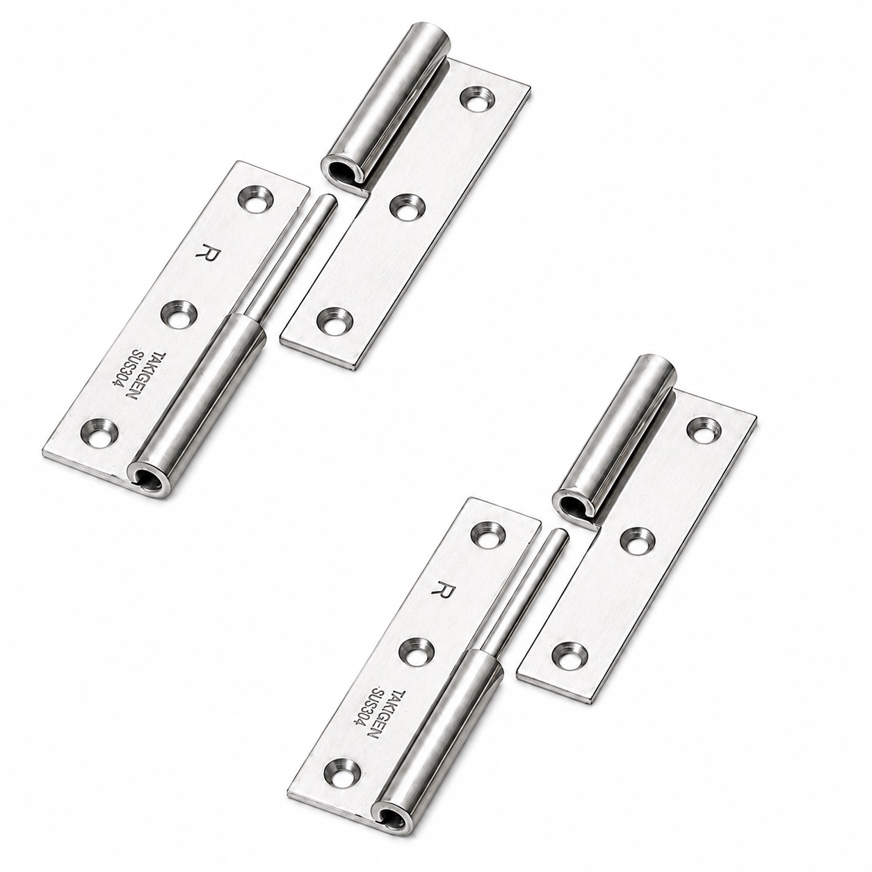 2 peças de dobradiça de exibição de alta qualidade, B-1004-1-R, altura: 75 mm, da TAKIGEN, capacidade de carga: 15 kg (34 lbs), versão: direita. Imagem do Produto