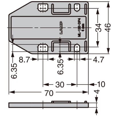 Placa espaçadora de 4 peças, feita de poliacetal, superfície: branca, 70 mm (2-3/4"), ML-120-DP4-WT. Placa de compensação para fechos magnéticos ML-120BR, ML-120W e ML-120BL da Sugatsune, da Sugatsune / LAMP® (Japão) - Image 2