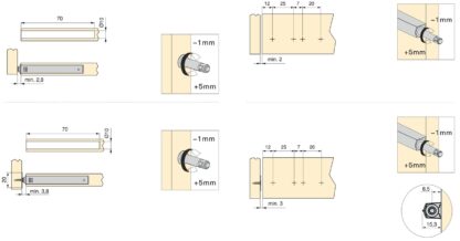 2 peças de fecho de pressão elegante, com caixa de montagem, superfície: cinzento antracite, versão: não magnética, 1900223. Abridor de porta push-to-open estável para portas de móveis, portas de armários, abas e muito mais, da EMUCA - Image 4