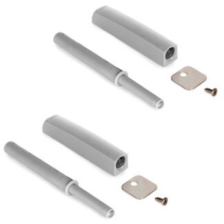 2 peças de elegante fecho de pressão, com caixa de montagem, superfície: cinzenta, versão: magnética, 1900321. Abridor de porta push-to-open estável para portas de móveis, portas de armários, abas e muito mais, da EMUCA