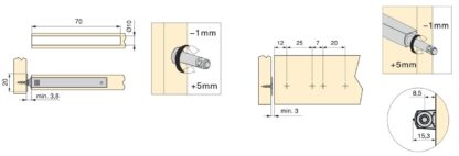 2 peças de elegante fecho de pressão, com caixa de montagem, superfície: cinzenta, versão: magnética, 1900321. Abridor de porta push-to-open estável para portas de móveis, portas de armários, abas e muito mais, da EMUCA - Image 3