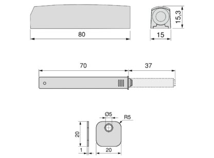 2 peças de elegante fecho de pressão, com caixa de montagem, superfície: cinzenta, versão: magnética, 1900321. Abridor de porta push-to-open estável para portas de móveis, portas de armários, abas e muito mais, da EMUCA - Image 2