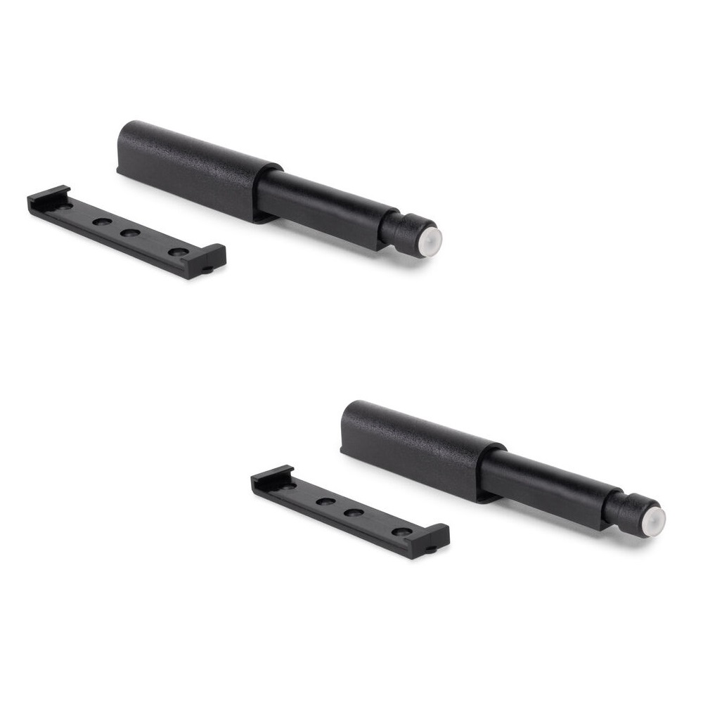 2 peças de fechos de pressão elegantes, superfície: preto, 62 mm (2-7/16"), versão: não magnética, 2033817. Fecho push-to-open robusto para portas de móveis, portas de armários, abas e muito mais, da EMUCA