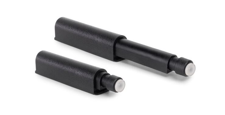 2 peças de fechos de pressão elegantes, superfície: preto, 62 mm (2-7/16"), versão: não magnética, 2033817. Fecho push-to-open robusto para portas de móveis, portas de armários, abas e muito mais, da EMUCA - Image 5