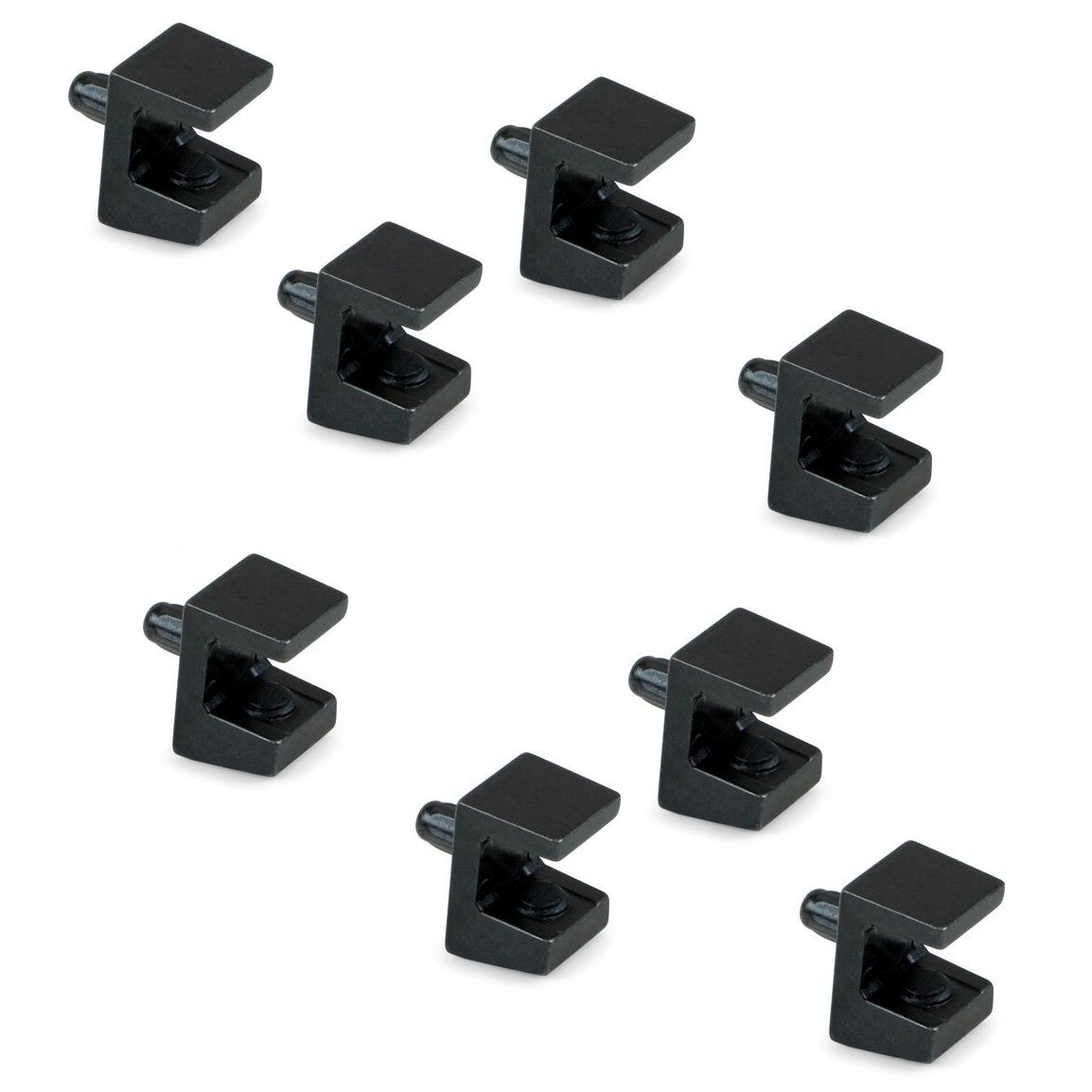 8 Peças de Suportes de Prateleira de Vidro de Alta Qualidade, Superfície: Preto, 5mm (13/64"), 4007953. Suportes de Prateleira de Vidro para Prateleiras de Vidro, Prateleiras de Armário de Vidro, Armários de Banheiro e muito mais, por EMUCA