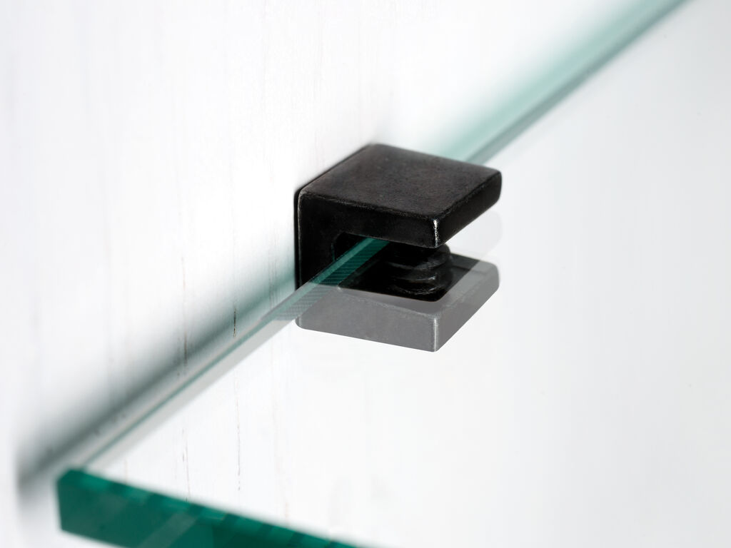 8 Peças de Suportes de Prateleira de Vidro de Alta Qualidade, Superfície: Preto, 5mm (13/64"), 4007953. Suportes de Prateleira de Vidro para Prateleiras de Vidro, Prateleiras de Armário de Vidro, Armários de Banheiro e muito mais, por EMUCA - Image 5