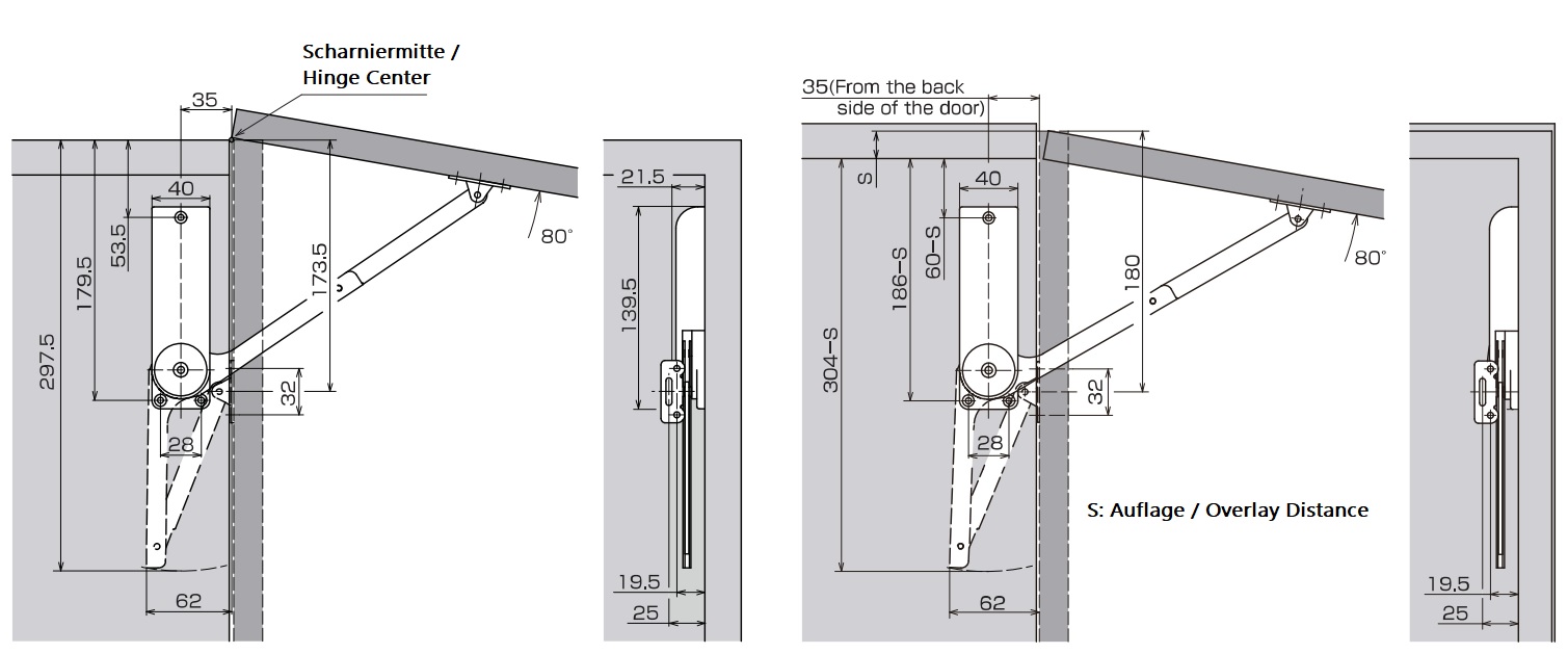 Suporte de aba de alta qualidade, superfície: preta, versão: direita, HDS-30KR-BL. Suporte resistente para aba para dobráveis, móveis de cozinha e muito mais, por Sugatsune / LAMP® (Japão) - Image 4