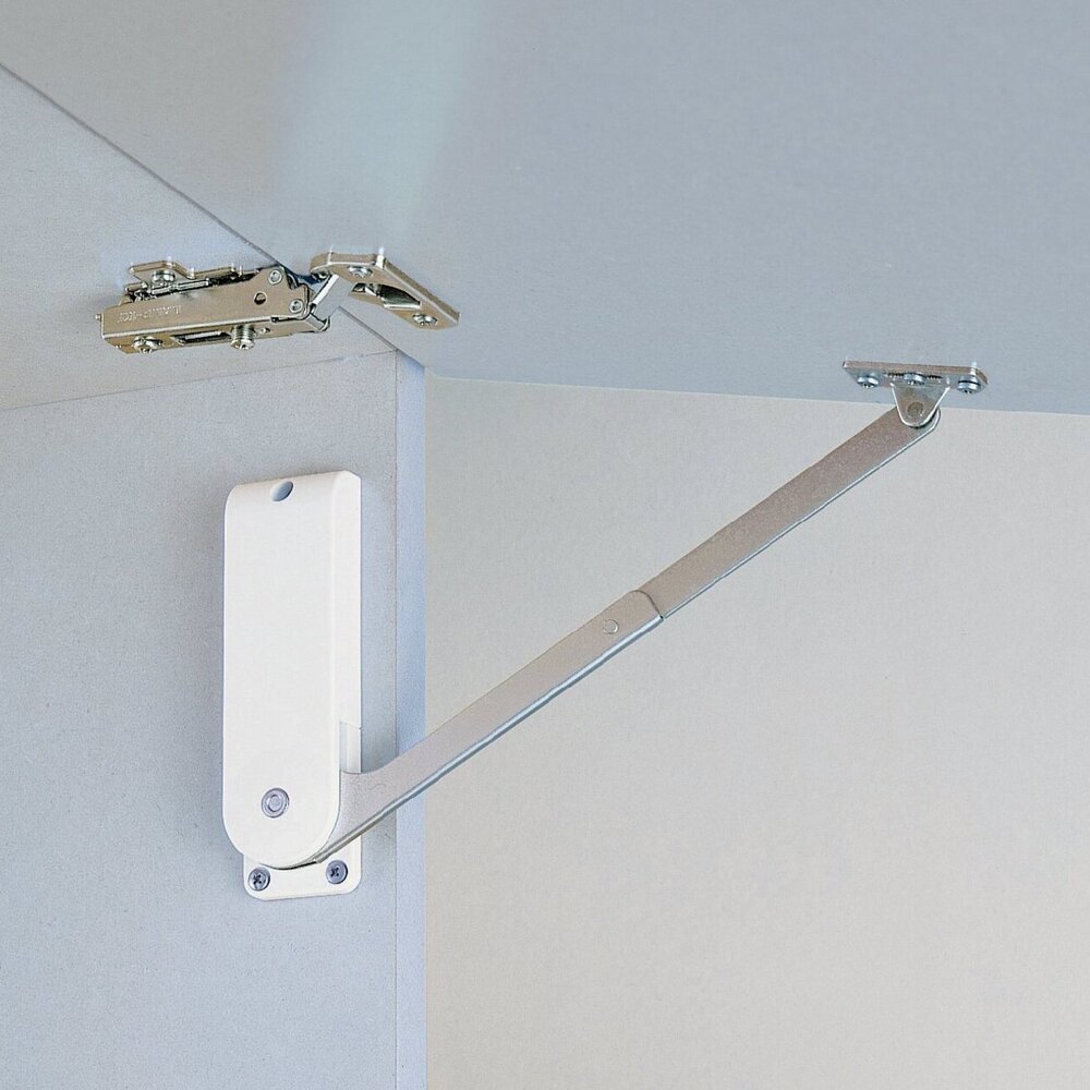 Suporte de aba de alta qualidade, superfície: branca, versão: direita, HDS-30HR-WT. Suporte resistente para aba para dobráveis, móveis de cozinha e muito mais, por Sugatsune / LAMP® (Japão) - Image 4