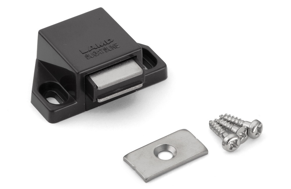 Trinco magnético compacto de 2 peças, incl. contraplaca, superfície: marrom, 25 mm (63/64"), ML-30SBR. Abridor de porta push-to-open com economia de espaço para portas de móveis, portas de armários e muito mais, da Sugatsune / LAMP® (Japão) - Image 4