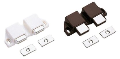 Fecho magnético compacto, incl. contraplaca, superfície: branco, 25 mm (63/64"), versão: com 2 êmbolos, ML-30WW. Abridor de porta dupla com economia de espaço para portas de móveis, portas de armários e muito mais, da Sugatsune / LAMP® (Japão) - Image 3