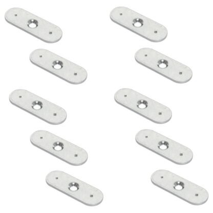 Contraplaca oval de 10 peças comprida com furo central escareado e duas pontas de retenção, superfície: galvanizada, 35 mm (1-3/8"), 2030905. contraparte para fechos magnéticos e muito mais, da EMUCA