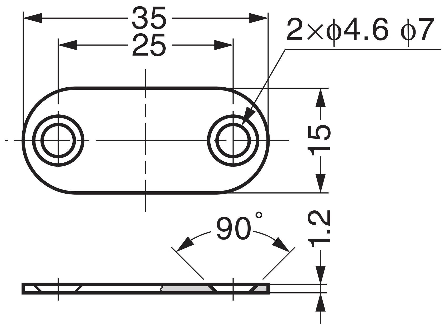 Contraplaca magnética oval longa de 8 peças com 2 furos escareados, superfície: preta, 35 mm (1-3/8"), MC-YN001U-BL. Contraparte magnética para travas magnéticas, fechadura magnética, porta de armário e muito mais, por Sugatsune / LAMP® (Japão) - Image 2