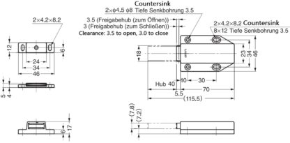 2 peças de fechos magnéticos, incl. contraplaca, superfície: marrom, 38 mm (1-1/2"), versão: com êmbolo longo, ML-120BR. Abridor de porta push-to-open para portas de móveis, portas de armários e muito mais, da Sugatsune / LAMP® (Japão) - Image 2