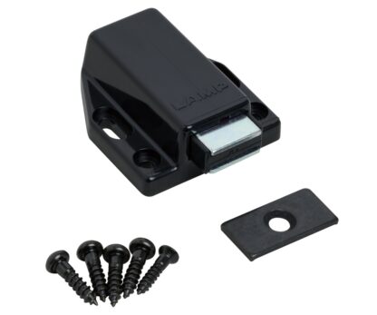 2 peças de fechos magnéticos de alta qualidade, incl. contraplaca, superfície: preto, 38 mm (1-1/2"), ML-80BL. Abridor de porta push-to-open para portas de móveis, portas de armários e muito mais, da Sugatsune / LAMP® (Japão) - Image 5