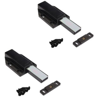 2 peças de fechos magnéticos, incl. contraplaca ML-120BL, 70 mm (2-3/4") da Sugatsune, preto, versão: com êmbolo longo. Imagem do produto