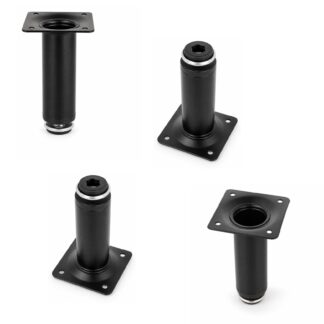 4 peças perna de móveis de alta qualidade, feitas de aço, superfície: preta, 100 mm (3-15/16"), 06.09.412-0. Base robusta de móveis para sofás, poltronas, armários, cômodas, aparadores, mesas, mesas laterais e muito mais, pela SISO Dinamarca