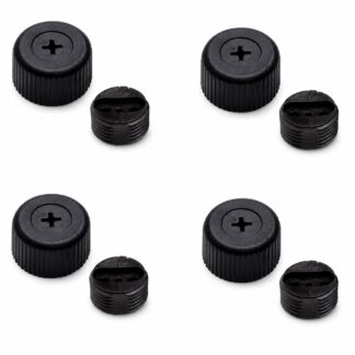 Ajustador robusto de móveis de 4 peças, B572-25-BK, diâmetro: ⌀25 mm, da Kojima, capacidade de carga: 600 kg (1323 lbs), preto, versão: com tomada Phillips para chave de fenda. Imagem do produto