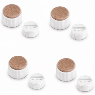 Ajustador robusto de móveis de 4 peças, B573-25-WH, diâmetro: ⌀25 mm, da Kojima, capacidade de carga: 600 kg (1323 lbs), branco, versão: com almofada de feltro. Imagem do produto
