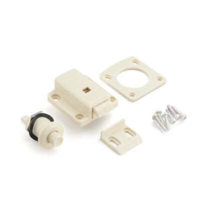 Fecho de botão para portas de móveis grossos de 22 a 25 mm SL-B251-I da Sugatsune, Marfim. Imagem do produto