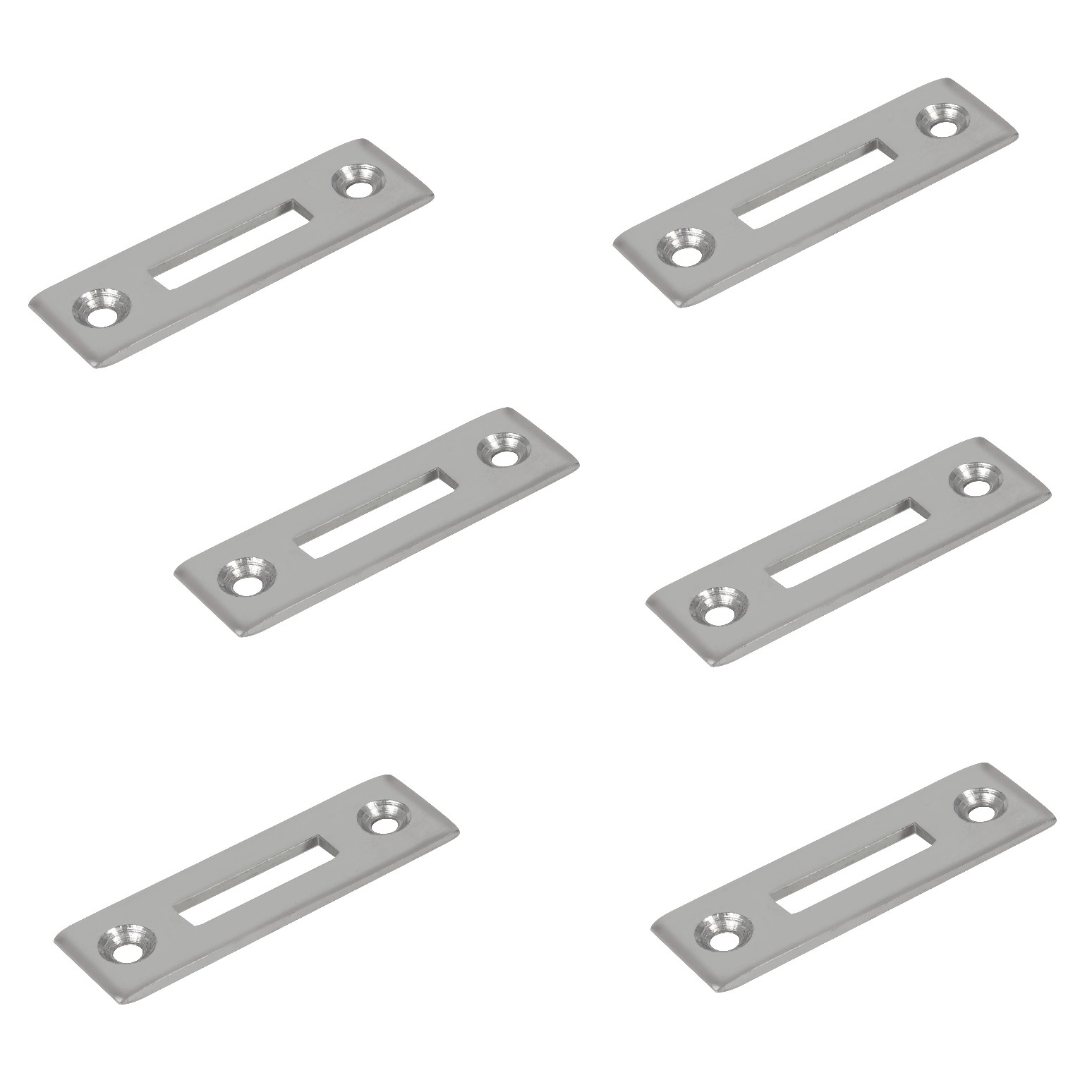 6 peças robustas de placa de batente rosqueada, feitas de aço, superfície: niquelada, 50 mm (1-31/32"), 14.01.510-1.