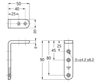 2 peças de suporte de montagem em aço inoxidável de alta qualidade, em aço inoxidável sólido, capacidade de carga: 26 kg (58 lbs), 90 mm (3,6"), SU-B50M. Suportes de prateleira para áreas externas, piscinas, banheiros, barcos e muito mais, por Sugatsune / LAMP® (Japão) - Image 2