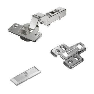 Articulação de potinho em aço inoxidável, suporte: semi-repousante, 9289592, por Hettich, design: placa de montagem com distância de 0 mm. Imagem do produto