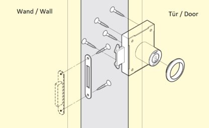 Fechadura de porta deslizante, feita de aço inoxidável SUS304, superfície: cromada, versão: multi-chaveamento, 7810K-24-CR-R-B. Fechadura de persiana para porta de correr e muito mais, da Sugatsune / LAMP® (Japão) - Image 5