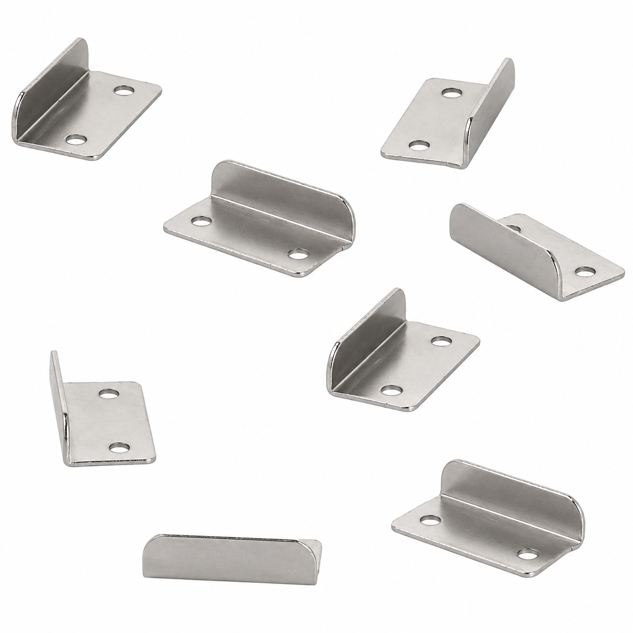 8 peças de suporte de trava de alta qualidade, feitas de aço, superfície: niquelada, 30 mm (1-3/16"), 14.01.064-1. Placa robusta para fechadura de móveis, fechadura de armários, fechadura de rosqueo, porta de armário e muito mais, pela SISO Dinamarca