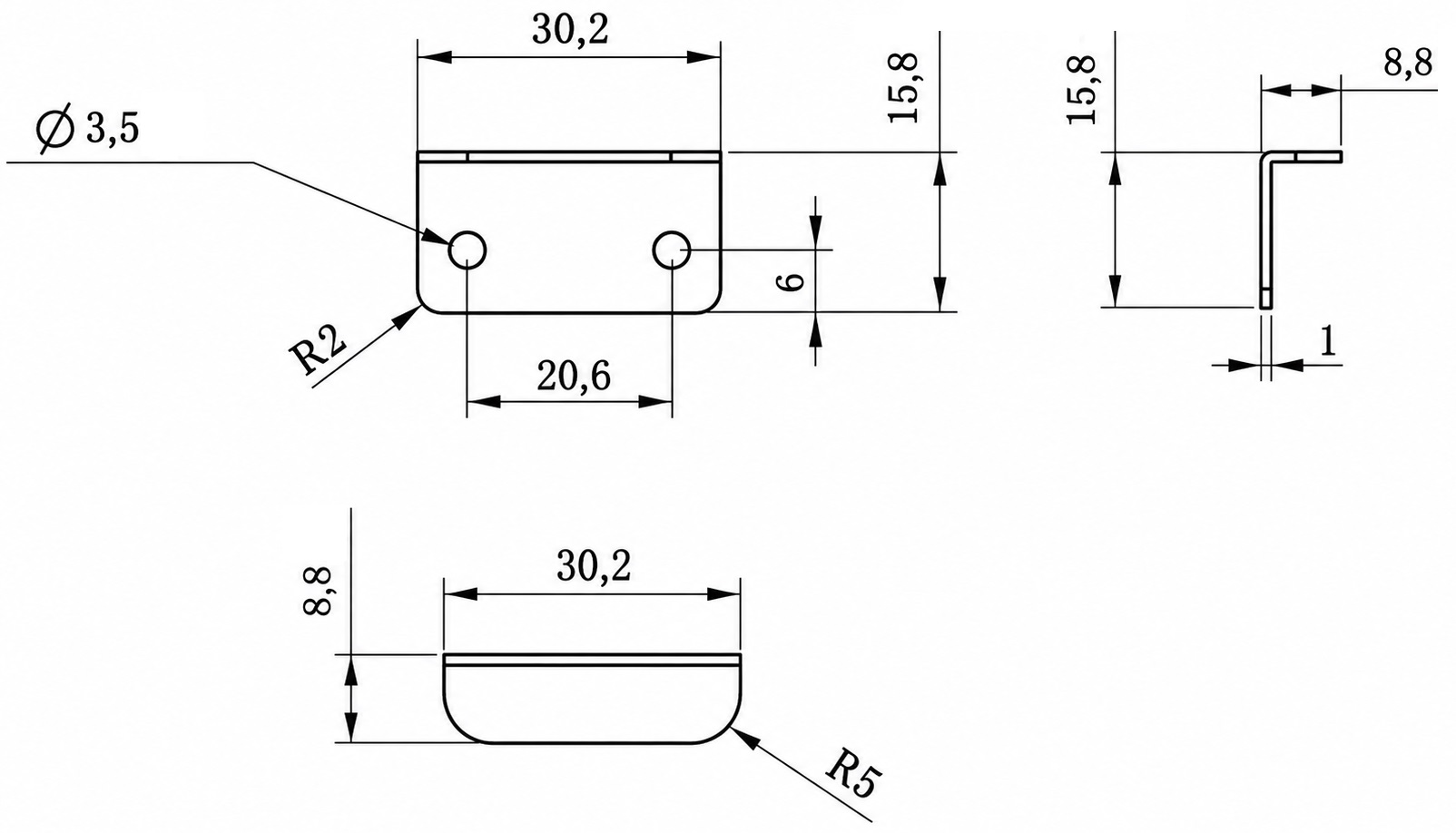 8 peças de suporte de trava de alta qualidade, feitas de aço, superfície: niquelada, 30 mm (1-3/16"), 14.01.064-1. Placa robusta para fechadura de móveis, fechadura de armários, fechadura de rosqueo, porta de armário e muito mais, pela SISO Dinamarca - Image 2