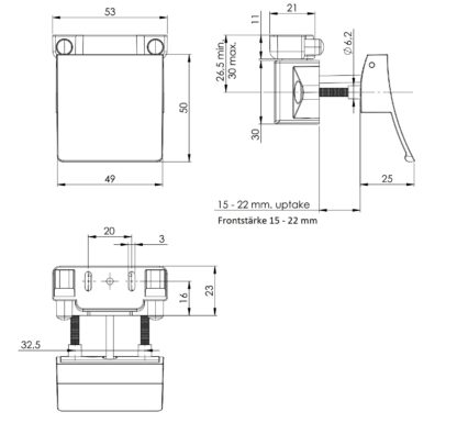 Trava de pressão robusta com alça de elevação, feita de zamak, superfície: efeito de aço inoxidável, design: quadrado, 14.03.077-0. Alça de elevação com trava de travamento automático e fechamento suave para caravanas, iates e muito mais, da SISO Dinamarca - Image 4