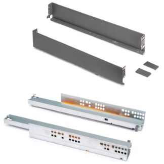 Conjunto de gavetas, com molduras extra finas, altura: 88 mm, 3275135, profundidade da gaveta: 340 mm, da EMUCA, cinza antracito, versão: extensão total com fecho suave. Imagem do produto