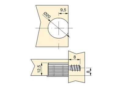 20 peças de conexão excêntrica estável ⌀20 mm com flange e revestimento externo de garra para espessura de placa de 16 mm (5/8"), feito de Zamak, 8470907. Conector excêntrico robusto para conexão de móveis e muito mais, da EMUCA - Image 3