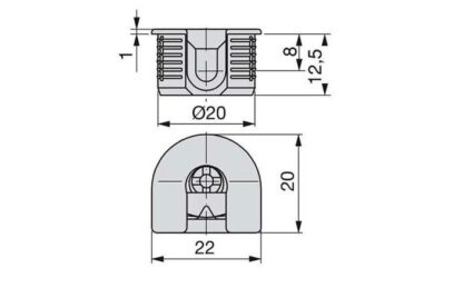 20 peças de conexão excêntrica estável ⌀20 mm com flange e revestimento externo de garra para espessura de placa de 16 mm (5/8"), feito de Zamak, 8470907. Conector excêntrico robusto para conexão de móveis e muito mais, da EMUCA - Image 2