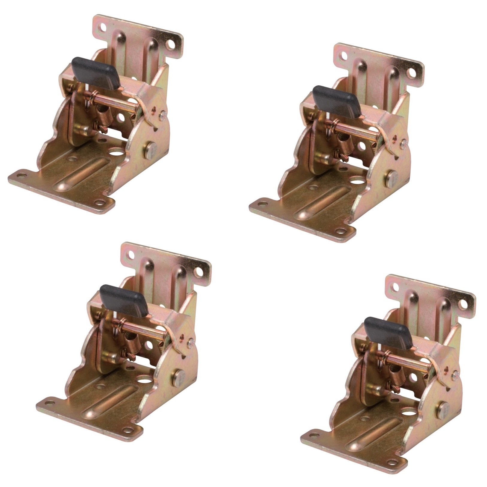 4 peças Robusto encaixe dobrável para pernas de mesa, feito de aço, superfície: galvanizada, amarela, B205-KTL-BK. Fixação de perna de mesa dobrável para mesas baixas, mesas de centro, pernas de madeira para mesas e mais, Kojima (Japão)