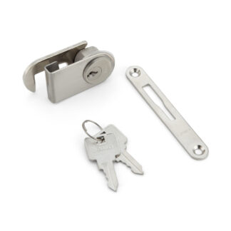 Fechadura de alavanca de cilindro para portas de vidro, incluindo placa de batida, com chave semelhante 2100GLK-D, por Sugatsune / LAMP (Japão)