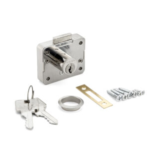 Fechadura de armário para 16 mm de espessura frontal, com chave diferente 2650-16-DN-B. Fechadura para portas e gavetas de armários, por Sugatsune / LAMP (Japão)