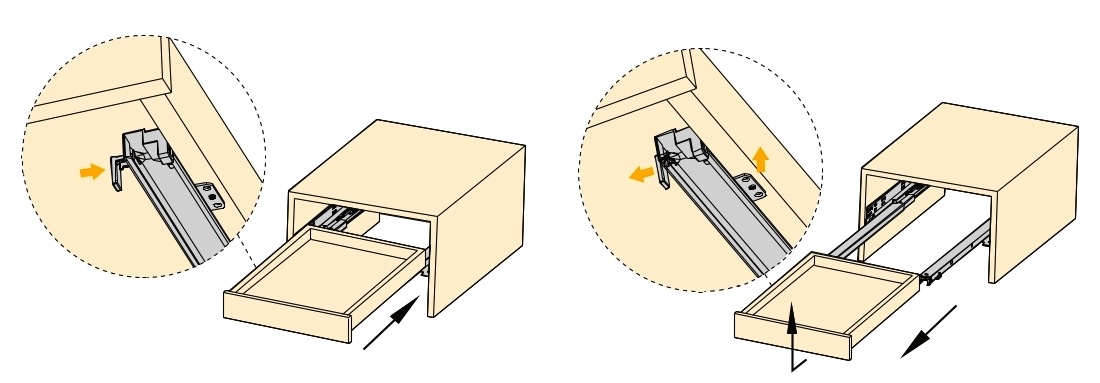 Corrediças sob o piso, capacidade de carga: 25 kg (56 lbs), 400 mm (15-3/4"), Design: Extensão parcial com abertura por pressão, 3123305. Extensões de piso de alta qualidade para gavetas de madeira, prateleiras de madeira e muito mais, da EMUCA - Image 3