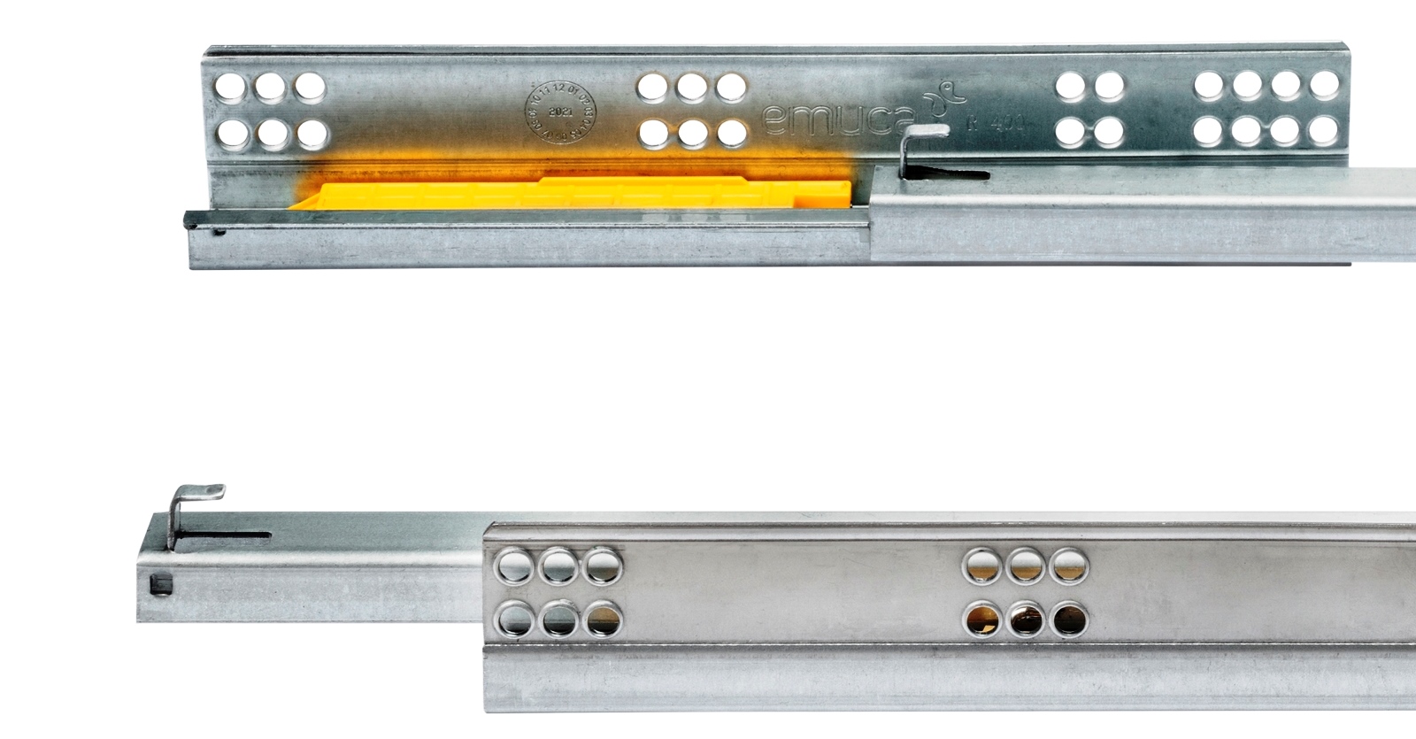 Corrediças sob o piso, capacidade de carga: 25 kg (56 lbs), 400 mm (15-3/4"), Design: Extensão parcial com abertura por pressão, 3123305. Extensões de piso de alta qualidade para gavetas de madeira, prateleiras de madeira e muito mais, da EMUCA - Image 5