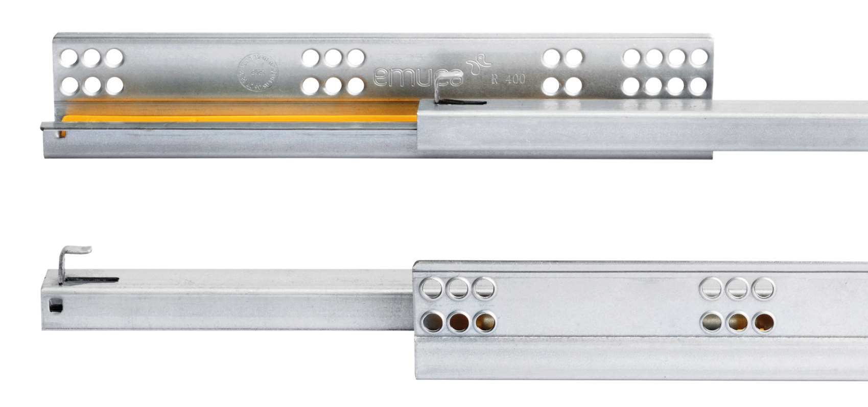 Corrediças sob o piso, capacidade de carga: 25 kg (56 lbs), 250 mm (9-27/32"), Design: Extensão parcial com fecho suave, 3019005. Extensões de piso de alta qualidade para gavetas de madeira, gavetas de madeira, prateleiras de madeira e muito mais, da EMUCA - Image 5