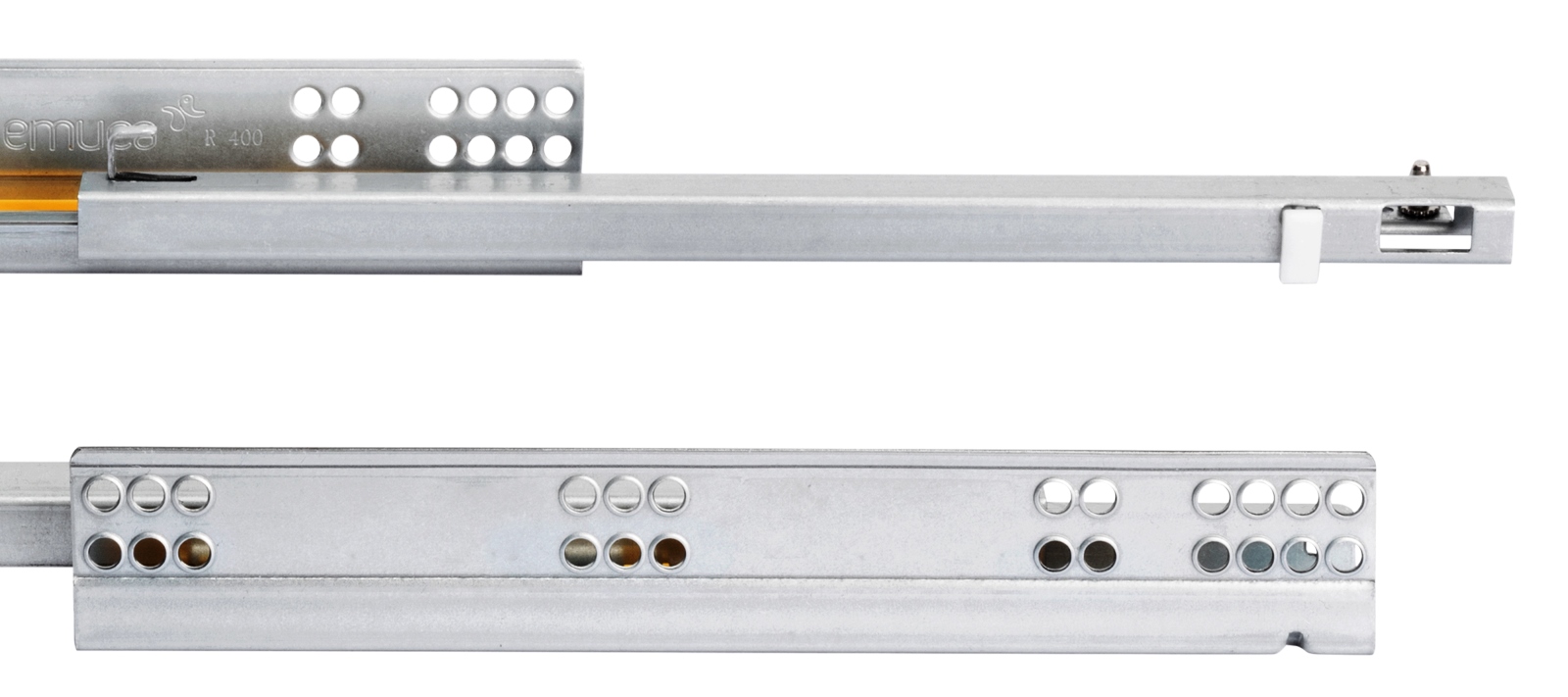 Corrediças sob o piso, capacidade de carga: 25 kg (56 lbs), 250 mm (9-27/32"), Design: Extensão parcial com fecho suave, 3019005. Extensões de piso de alta qualidade para gavetas de madeira, gavetas de madeira, prateleiras de madeira e muito mais, da EMUCA - Image 4