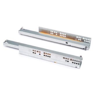Corrediças sob o piso, capacidade de carga: 30 kg (67 lbs), 450 mm (17-23/32"), versão: extensão total com fecho suave, 3124405. Extensões de piso de alta qualidade para gavetas de madeira, gavetas de madeira, prateleiras de madeira e muito mais, da EMUCA